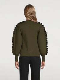 Wool-Blend Ruffle-Sleeve Sweater