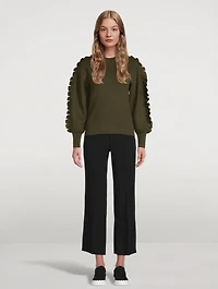 Wool-Blend Ruffle-Sleeve Sweater