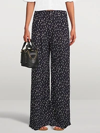 Crêpe Wide-Leg Pants Micro Tulip Print