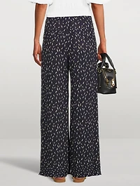 Crêpe Wide-Leg Pants Micro Tulip Print