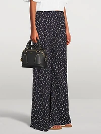 Crêpe Wide-Leg Pants Micro Tulip Print