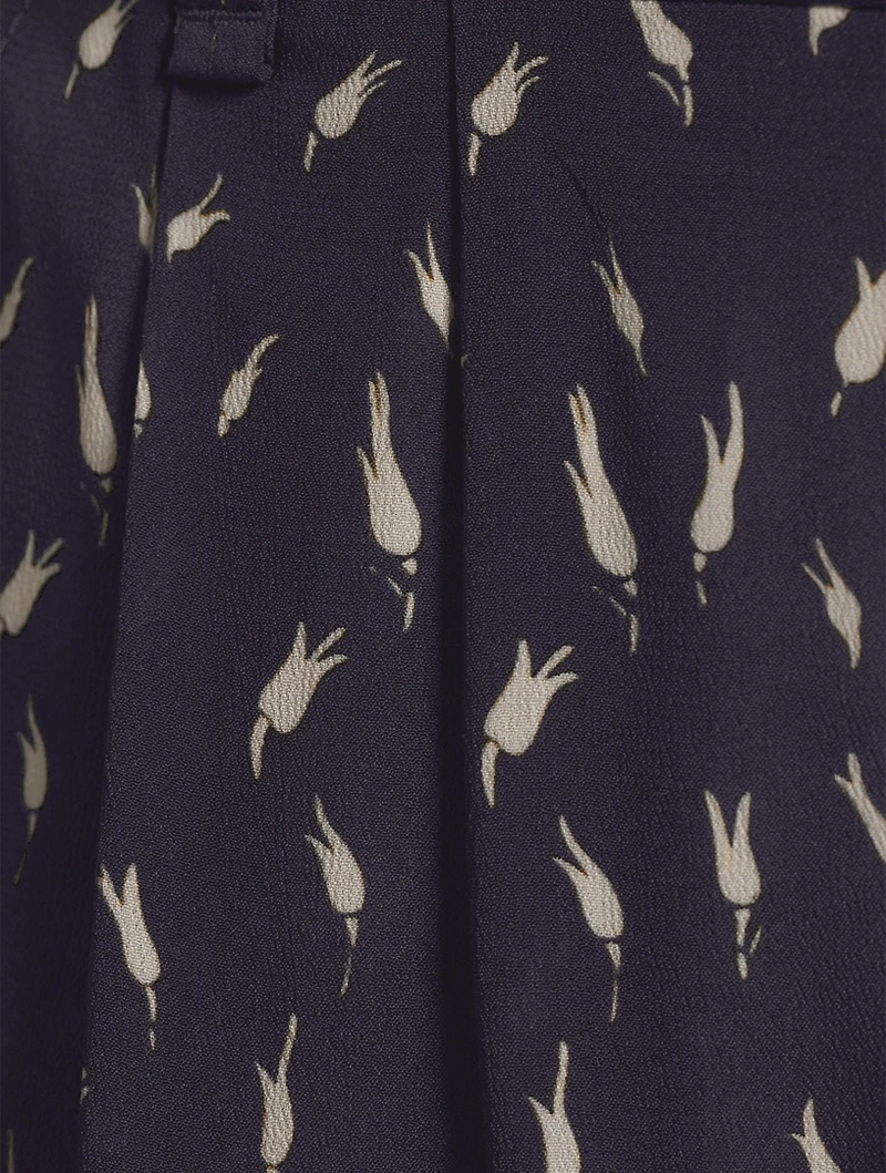 Crêpe Wide-Leg Pants Micro Tulip Print