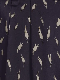 Crêpe Wide-Leg Pants Micro Tulip Print