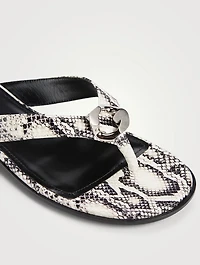G Chain Snake-Embossed Leather Thong Sandals