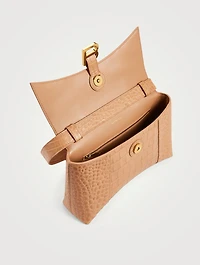 XS Downtown Croc-Embossed Leather Shoulder Bag