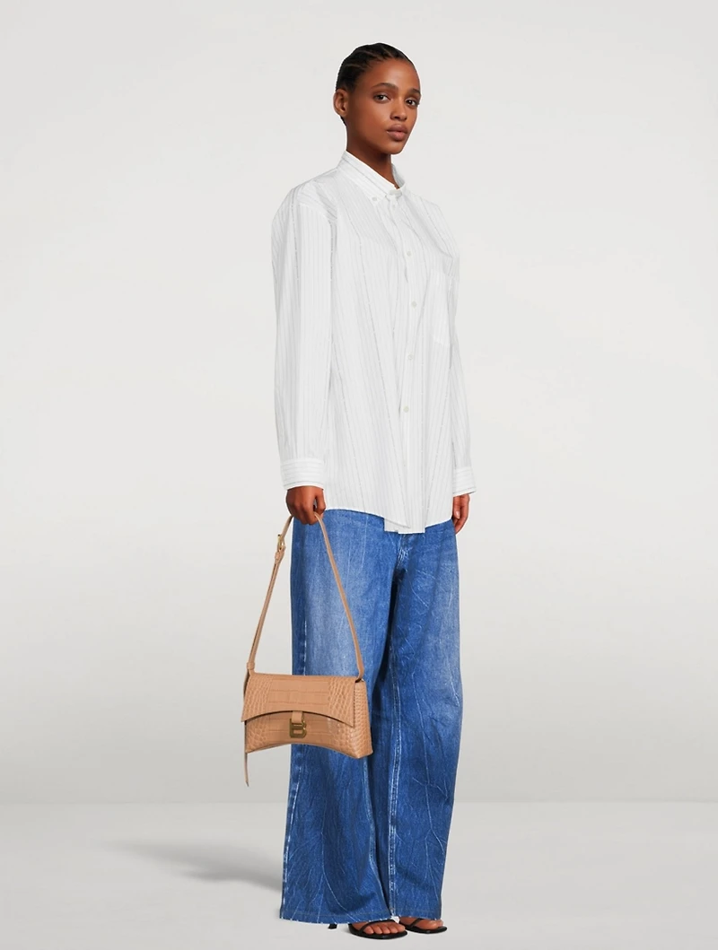 XS Downtown Croc-Embossed Leather Shoulder Bag