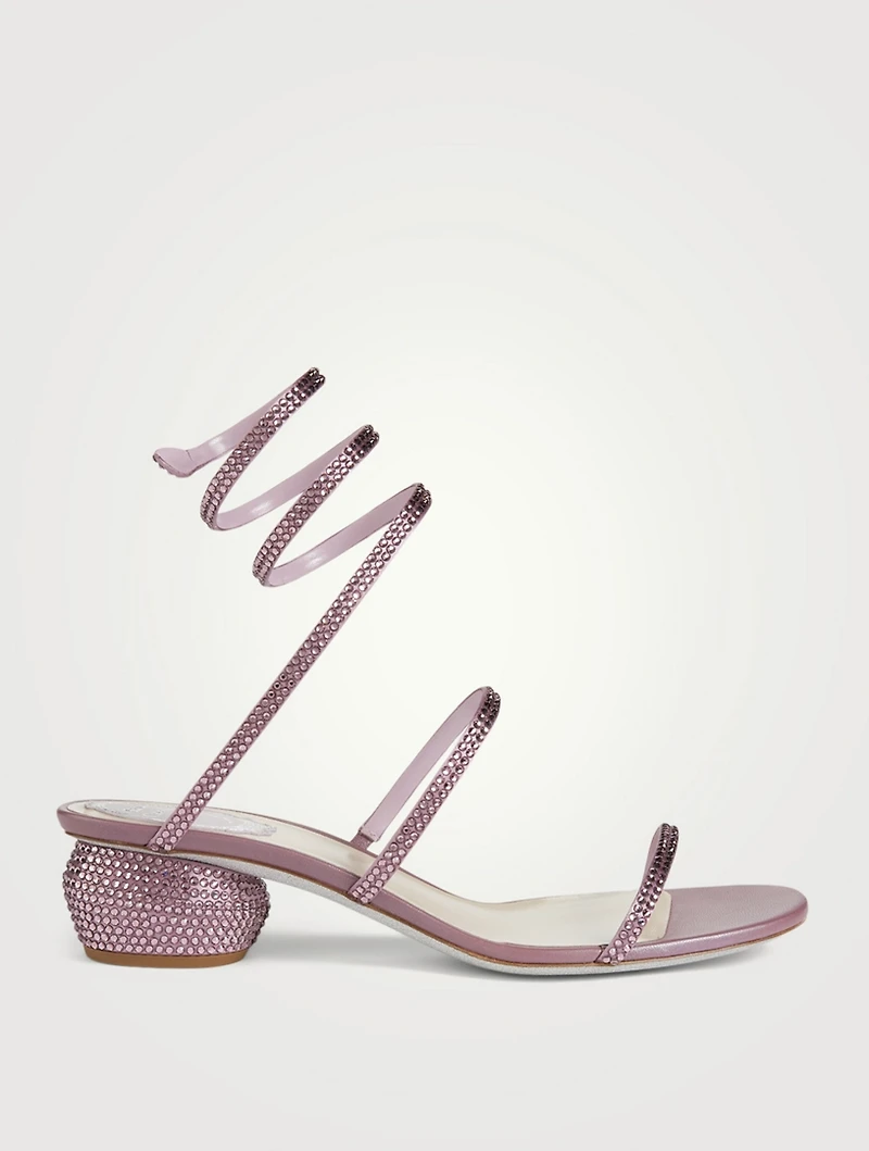 Cleo Crystal Satin Heeled Sandals