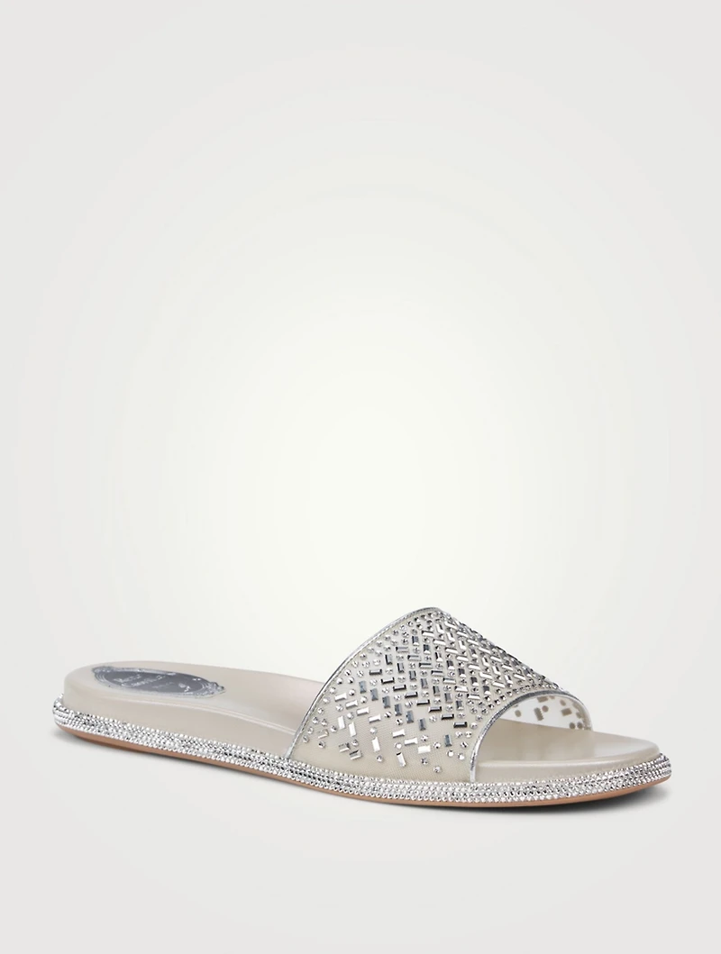 Crystal Mesh Pool Slide Sandals