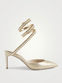 Bettie Ankle-Wrap Metallic Leather Stiletto Pumps