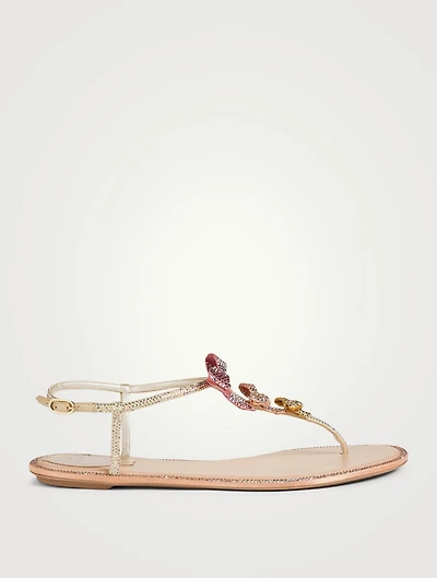 Caterina Crystal Satin Thong Sandals With Bows