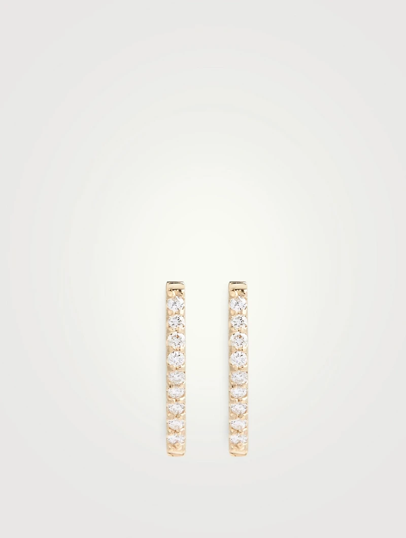 Cléo 14K Gold Geometric Huggie Hoop Earrings With Diamonds
