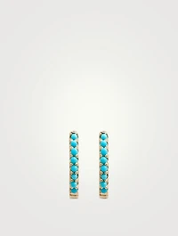 Classique 14K Gold Huggie Hoop Earrings With Turquoise