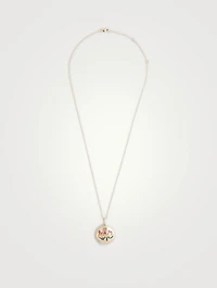 Rainbow 14K Gold Love Locket Necklace With Multicolour Sapphire