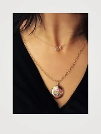 Rainbow 14K Gold Love Locket Necklace With Multicolour Sapphire