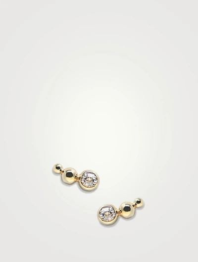 Dew Drop 14K Gold Marine Ear Crawlers With White Topaz