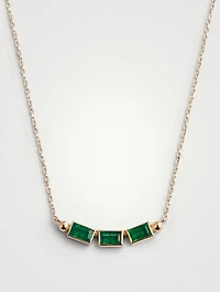 Cléo 14K Gold Baguette Trio Necklace With Emeralds
