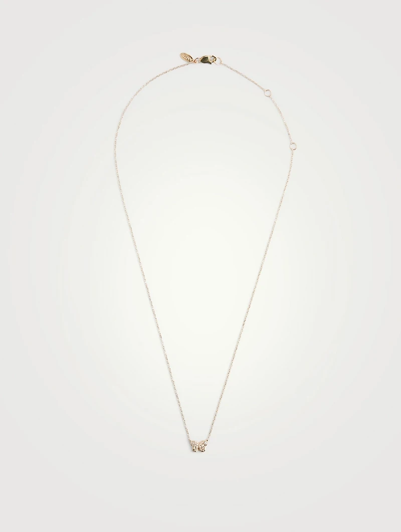 Love Letter 14K Gold Pavé Butterfly Necklace With Diamonds