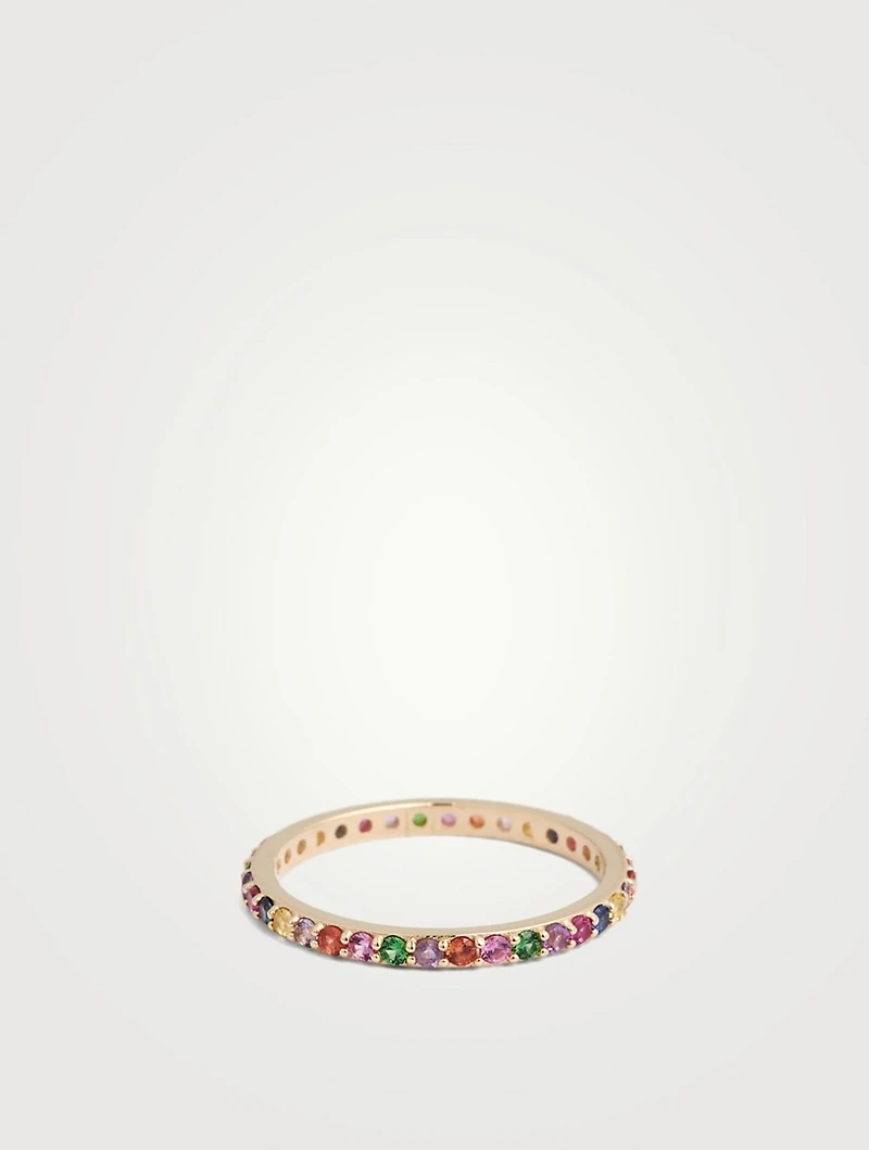 Classique 14K Gold Pavé Rainbow Eternity Band With Sapphires