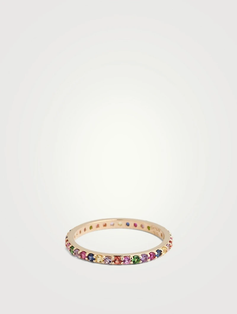 Classique 14K Gold Pavé Rainbow Eternity Band With Sapphires