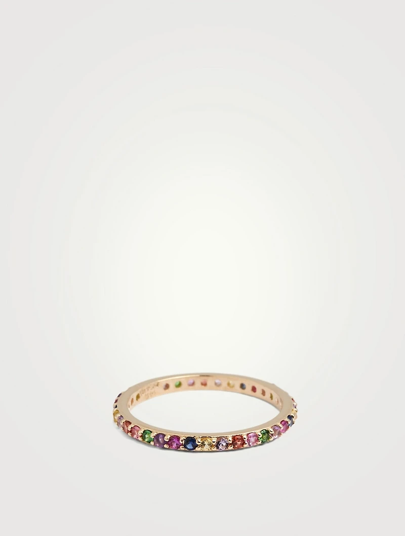 Classique 14K Gold Pavé Rainbow Eternity Band With Sapphires