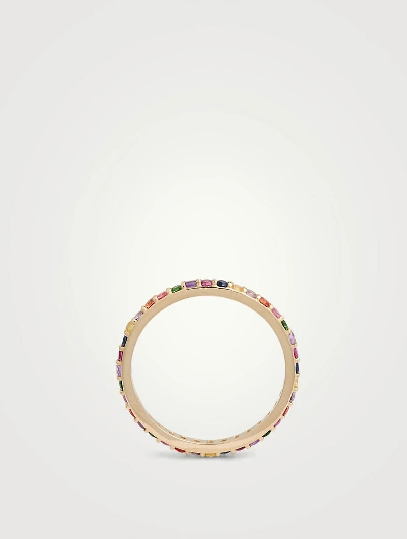 Classique 14K Gold Pavé Rainbow Eternity Band With Sapphires
