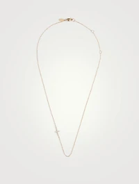 Love Letter 14K Gold Pavé Cross Necklace With Diamonds