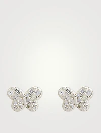 Love Letter Silver Pavé Butterfly Stud Earrings With White Sapphires