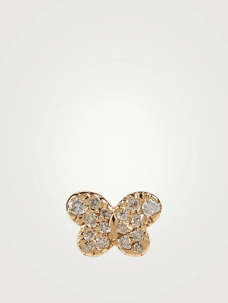 Love Letter 14K Gold Pavé Butterfly Earring With Diamonds