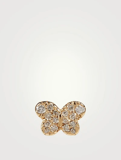Love Letter 14K Gold Pavé Butterfly Earring With Diamonds