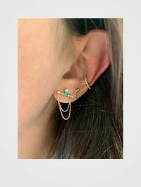 Cléo 14K Gold Bar Chain Earrings With Emeralds And Diamonds