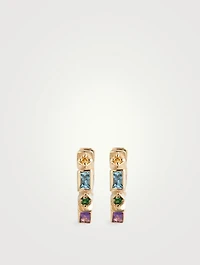 Cléo 14K Gold Geometric Eternity Huggie Hoop Earrings With Multicolour Sapphires