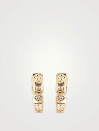 Cléo 14K Gold Geometric Eternity Huggie Hoop Earrings With Topaz And Diamonds