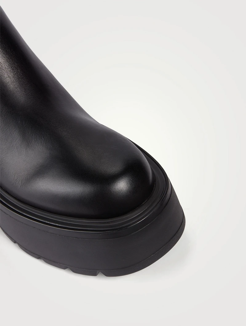 Uniqueform Leather Wedge Platform Knee-High Boots
