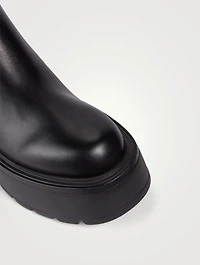 Uniqueform Leather Wedge Platform Knee-High Boots