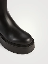 Uniqueform Leather Wedge Platform Ankle Boots