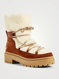 Trekkgirl Shearling And Suede Lace-Up Ankle Boots