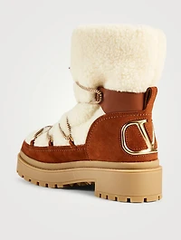 Trekkgirl Shearling And Suede Lace-Up Ankle Boots