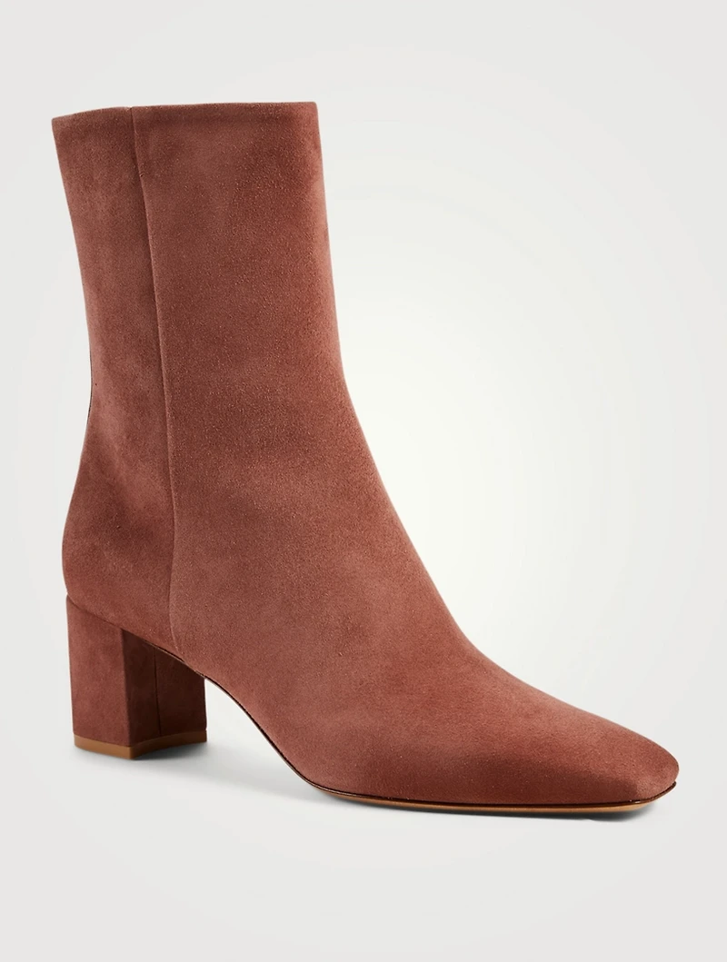Rockstud Suede Heeled Ankle Boots