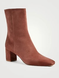 Rockstud Suede Heeled Ankle Boots