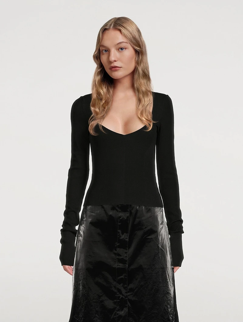 Olvera Knit Square Neck Long-Sleeve Top