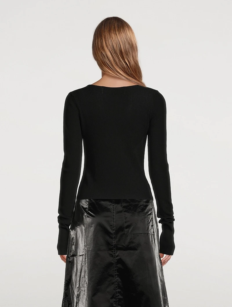 Olvera Knit Square Neck Long-Sleeve Top
