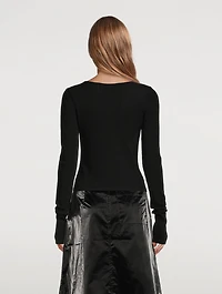 Olvera Knit Square Neck Long-Sleeve Top