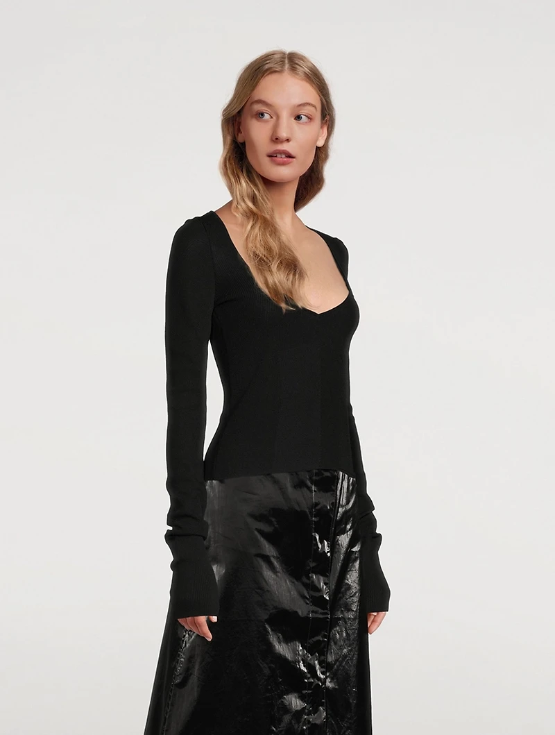 Olvera Knit Square Neck Long-Sleeve Top