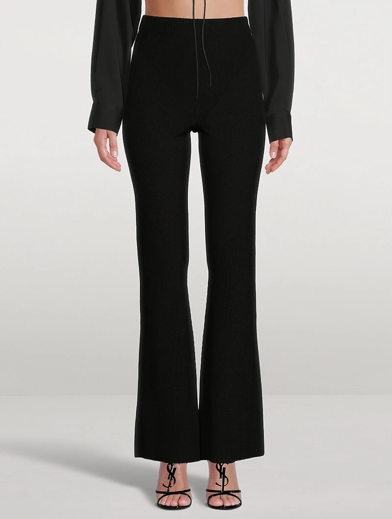 Lajas Knit High-Waisted Flared Pants