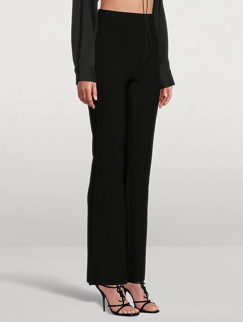 Lajas Knit High-Waisted Flared Pants