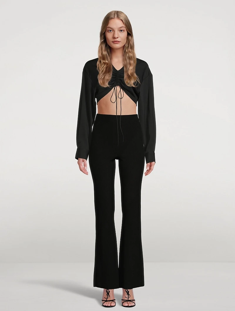 Lajas Knit High-Waisted Flared Pants