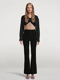 Lajas Knit High-Waisted Flared Pants