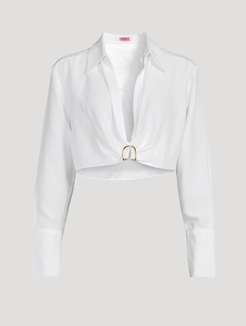 Thebes Cropped Shirt With Brooch Detail