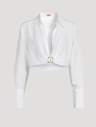Thebes Cropped Shirt With Brooch Detail