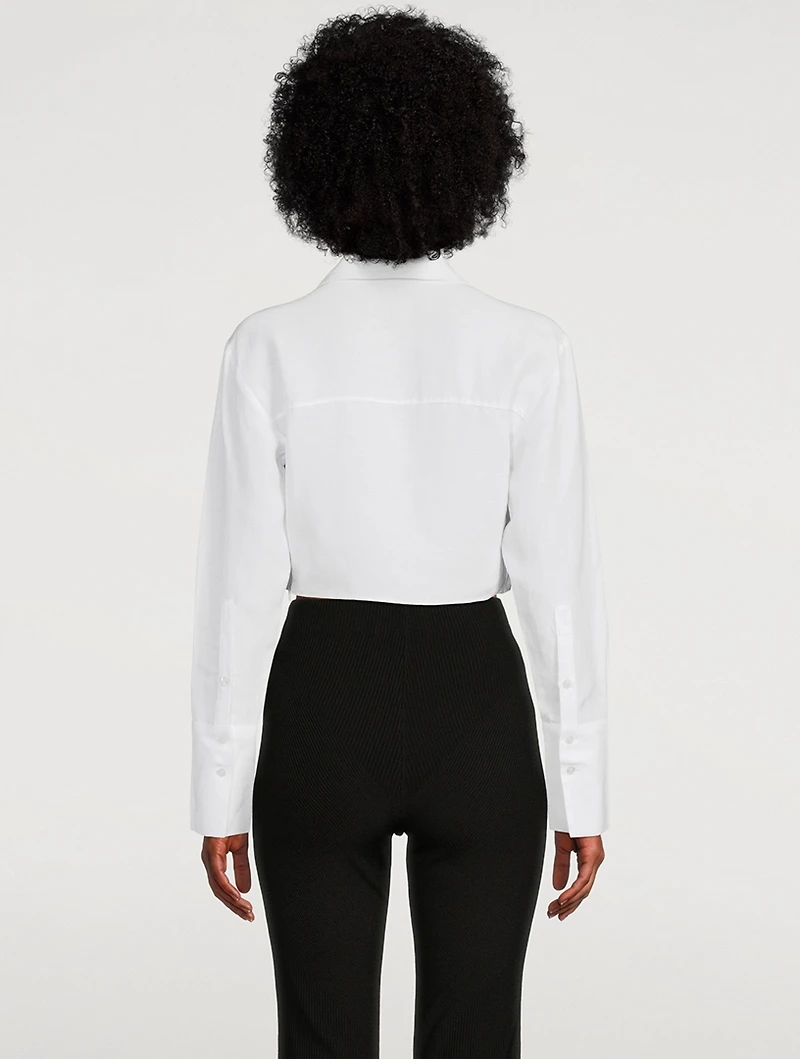 Thebes Cropped Shirt With Brooch Detail